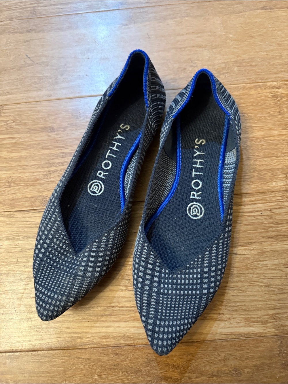Rothy's The Point Navy Houndstooth Pointed-Toe Flats